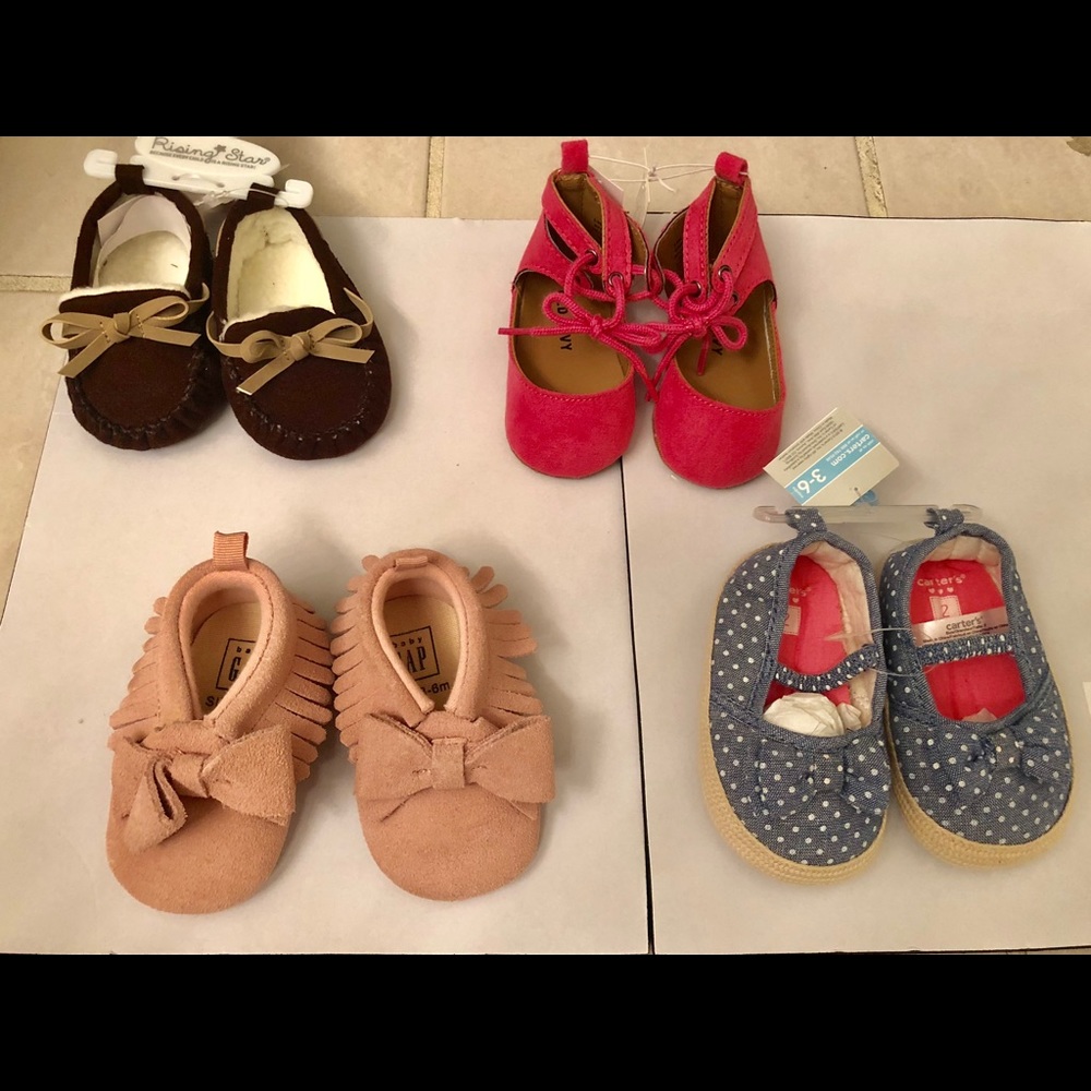 New : 4 pairs of baby girl shoes - all 3-6 months